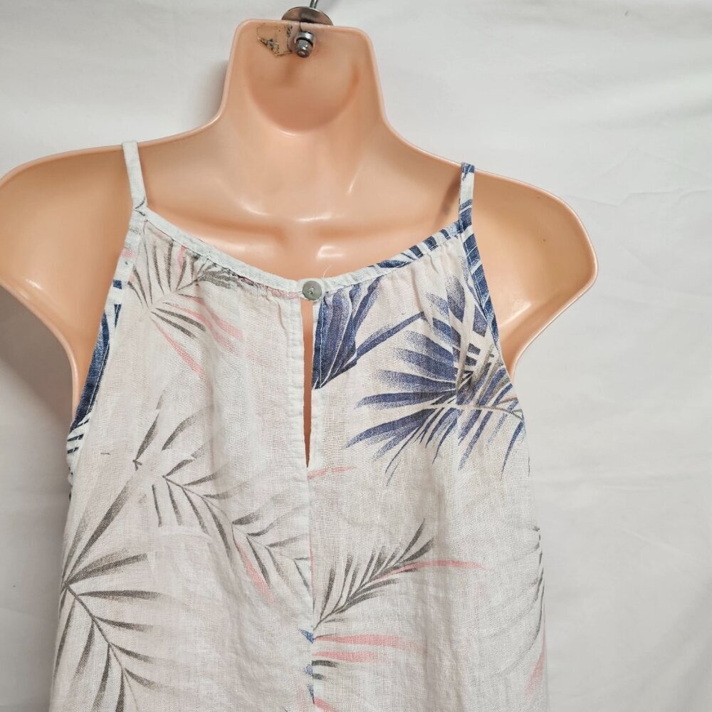 Lungo L'arno Tropical Sun Dress Women Size M White Linen - Picture 10 of 14